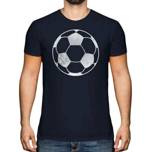 FOOTBALL DISTRESSED PRINT MENS T-SHIRT VINTAGE STYLE DESIGN TOP SOCCER GIFT