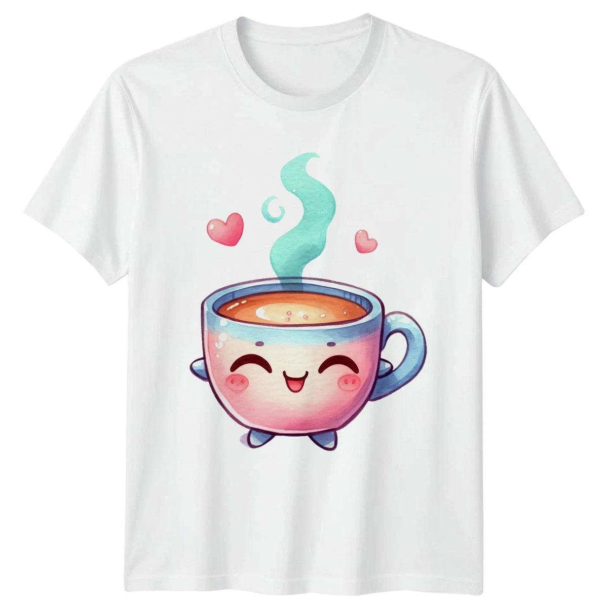 Cute Happy Coffee Cup Design T-Shirt Kawaii Drink Coffee Lovers Gift