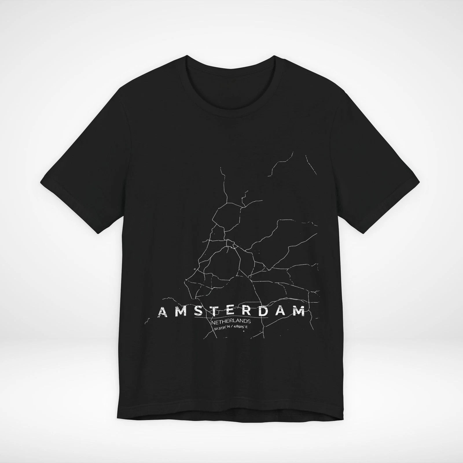 Amsterdam Netherlands Train Map T-Shirt Minimalist Rail Graphic Tee Streetwear