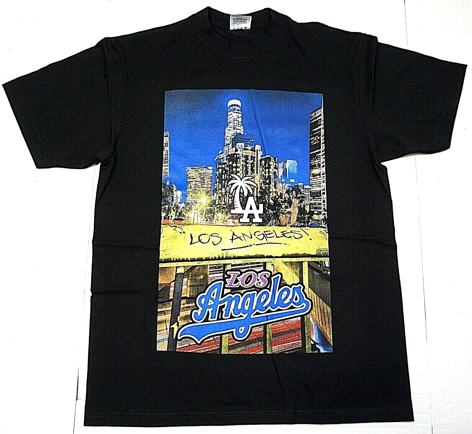 Los Angeles City T-shirt LA Sports Urban Streetwear Men's Black New