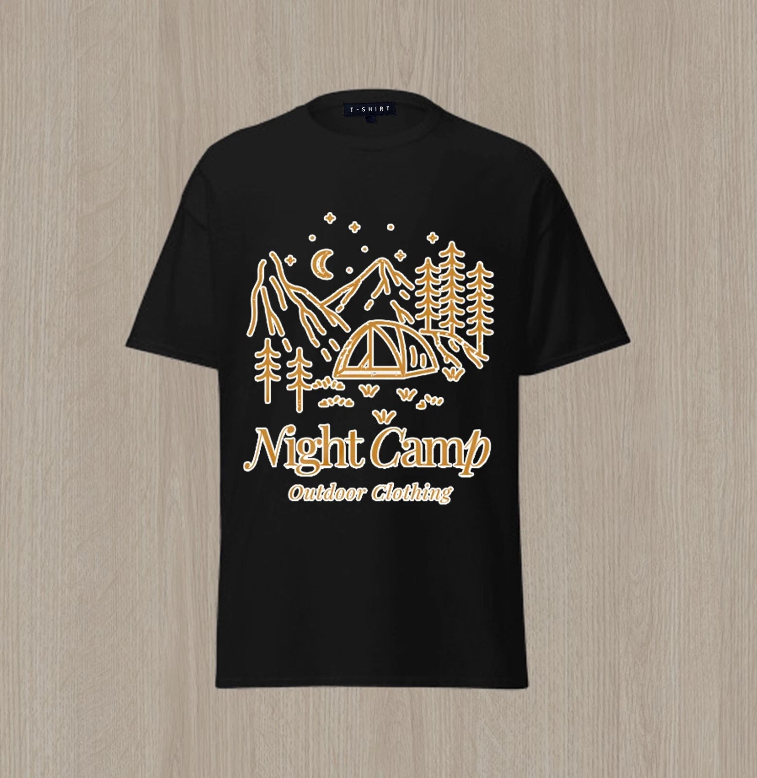 Custom Minimalist Night Campfire T-shirt Design Unisex Jersey Short Sleeve Tee