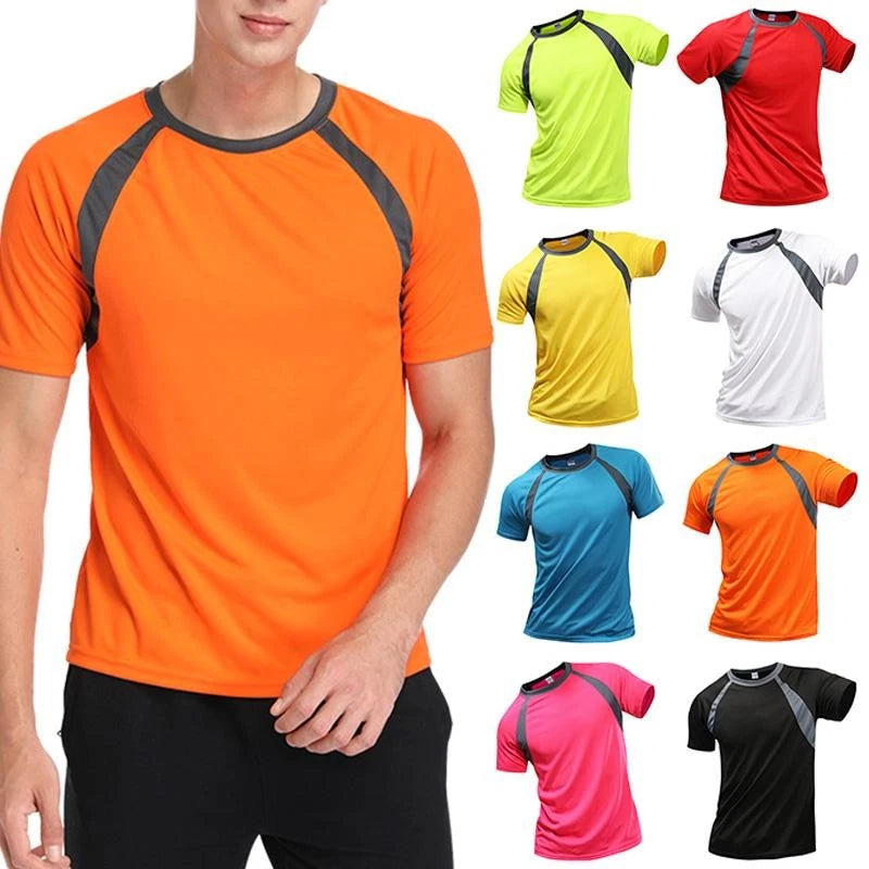 Gym Tee Short Sleeve Sports T Shirts Cool Dry Tops Pulloverfashion Basic #