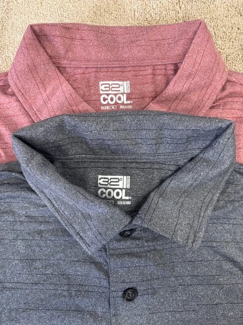 32 DEGREES Cool Men’s Polo Performance 2 Pack polo shirt (RED/GRAY M)NWT
