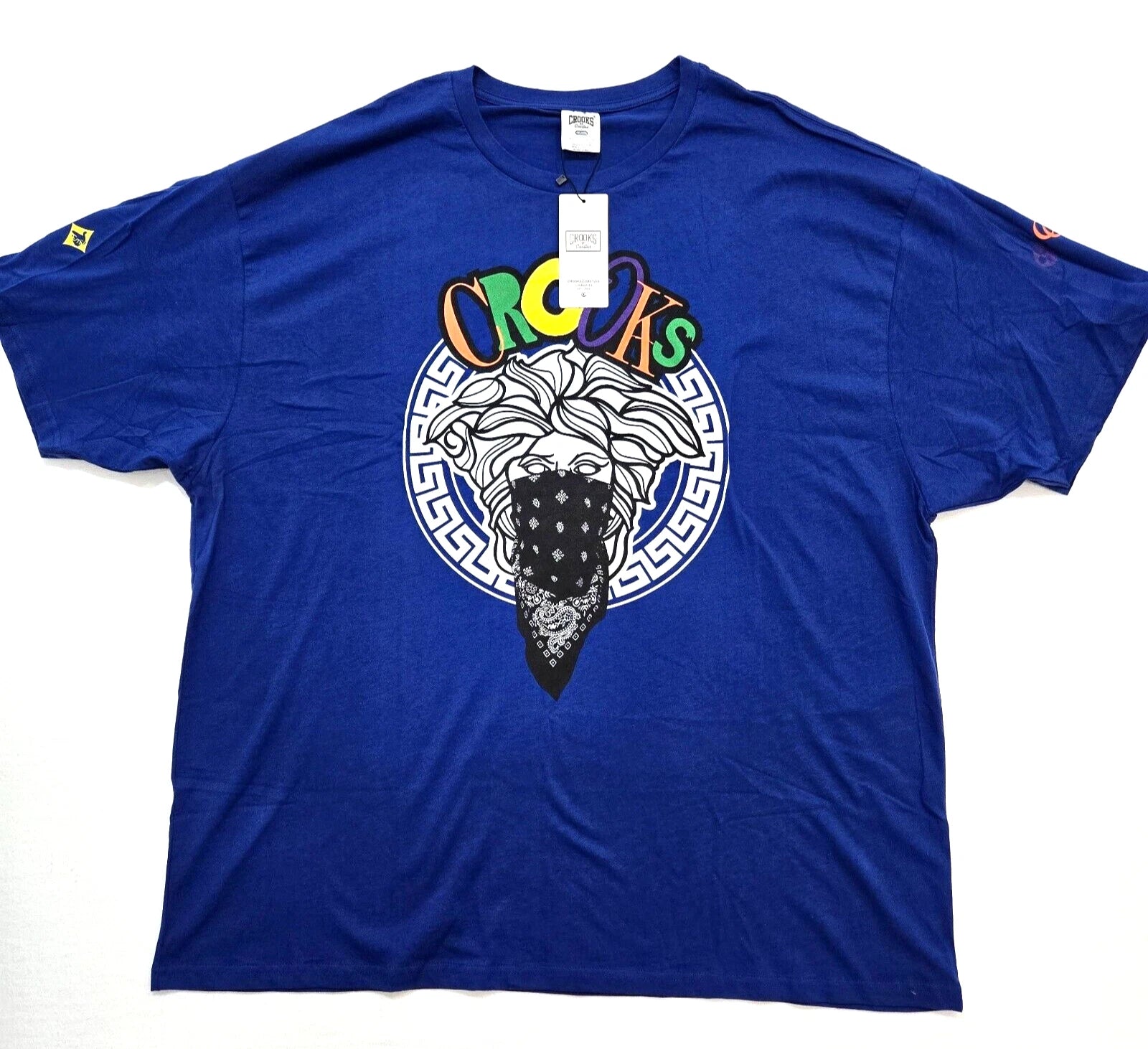 Crooks and Castles Big & Tall Men's T-Shirt Design Royal Blue Short Sleeve Shirt