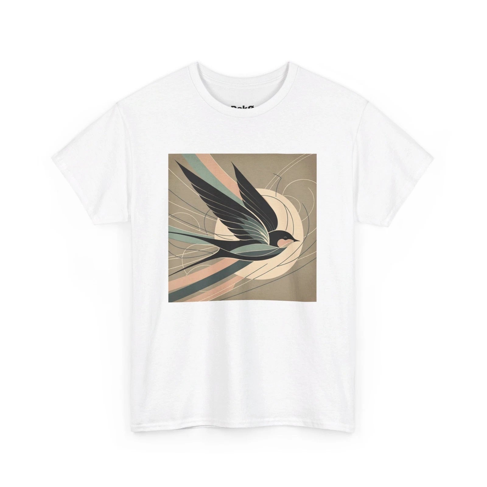 Unisex Adult T Shirt Minimalist Swallow Pastel Abstract Nature Bird Lover Artsy