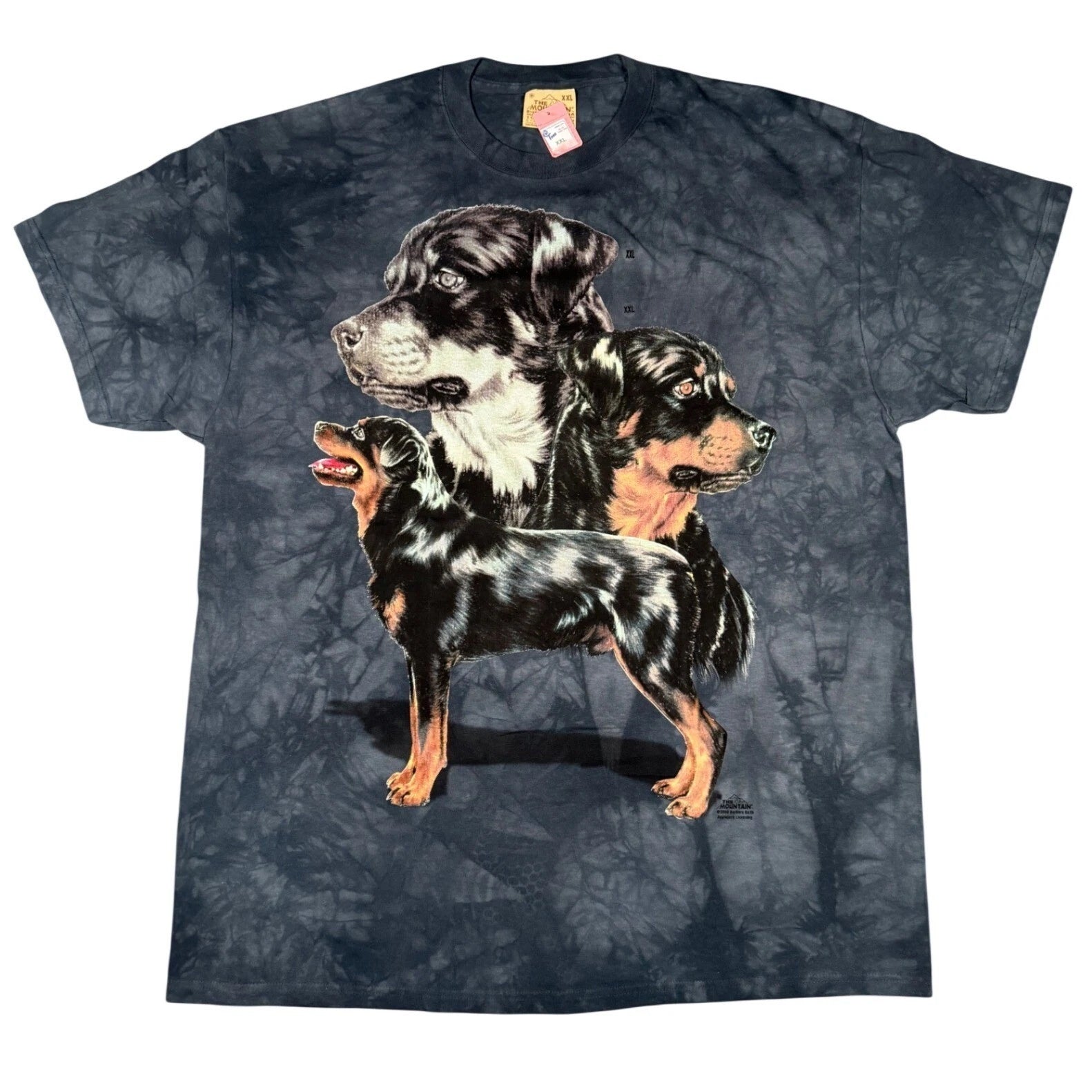Vintage The Mountain Rottweiler Dog Tie Dye T-Shirt Mens XXL Grey 2000 NWT