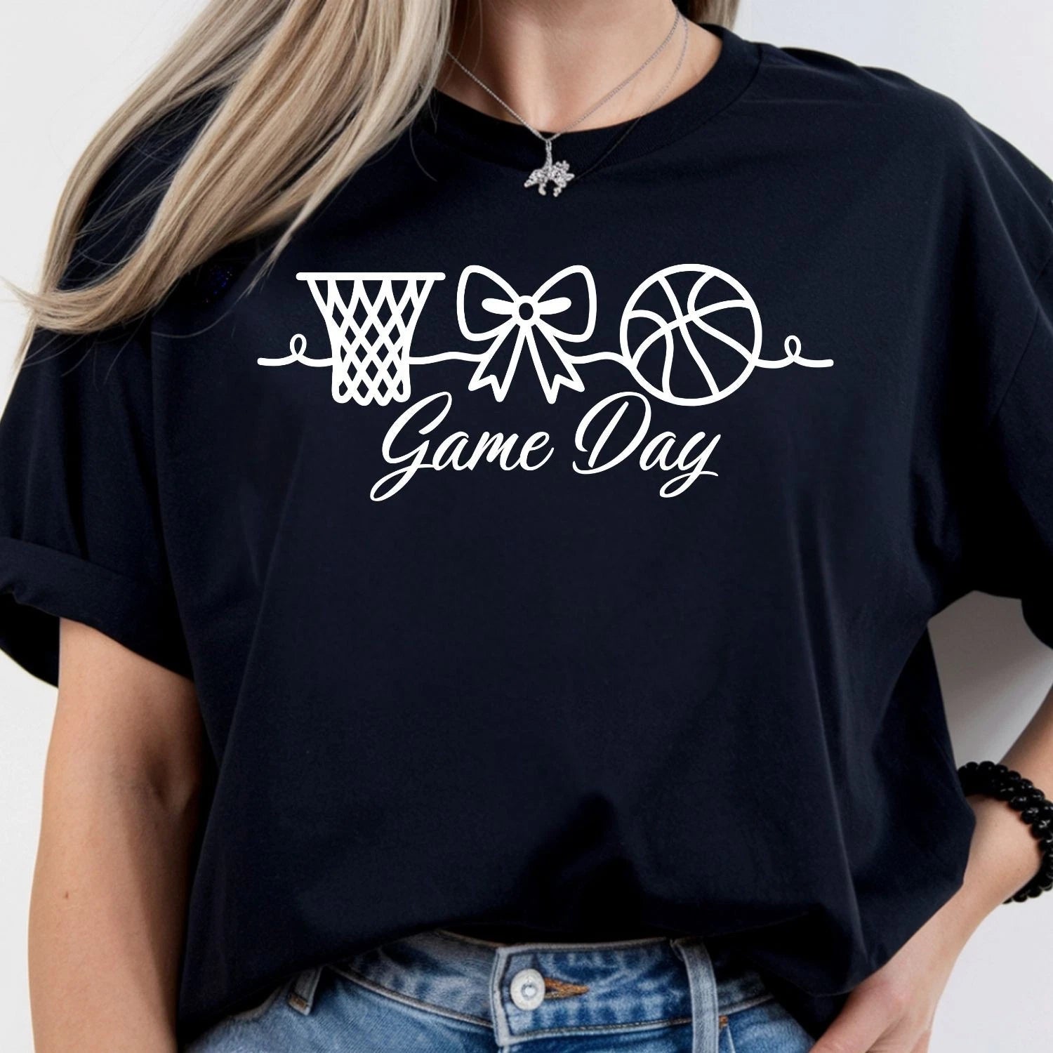 Basketball Game Day Shirt Women Sports Fan Tee Cute Athletic Graphic Top Gift