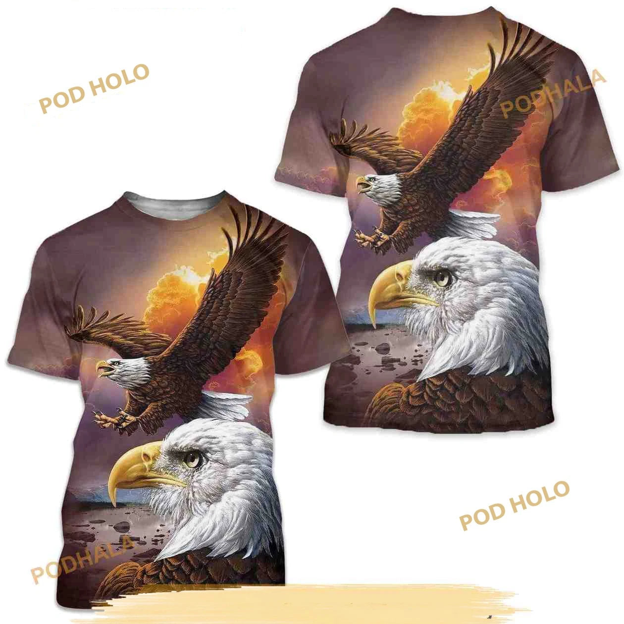 American Flag And Eagle Printed Creative 3D Shirt For Men