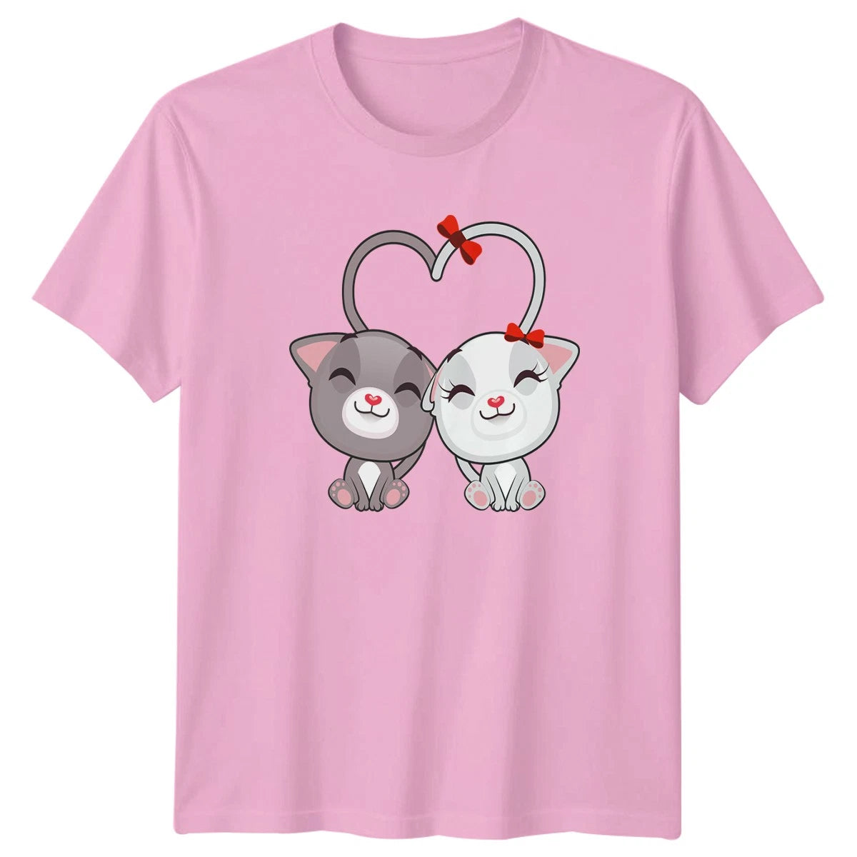 Two Cute Cats Making A Heart T-Shirt Cat Lover Couple Valentines Day Gift