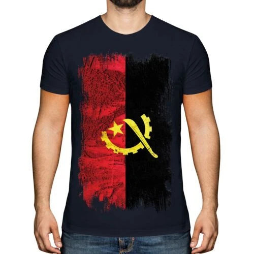 ANGOLA GRUNGE FLAG MENS T-SHIRT TEE TOP ANGOLAN SHIRT FOOTBALL JERSEY GIFT