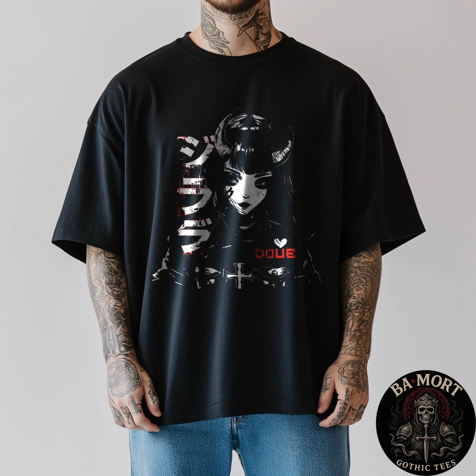 Anime Goth Grunge Demon Girl Waifu Horror Alt Aesthetic Tee T-Shirt
