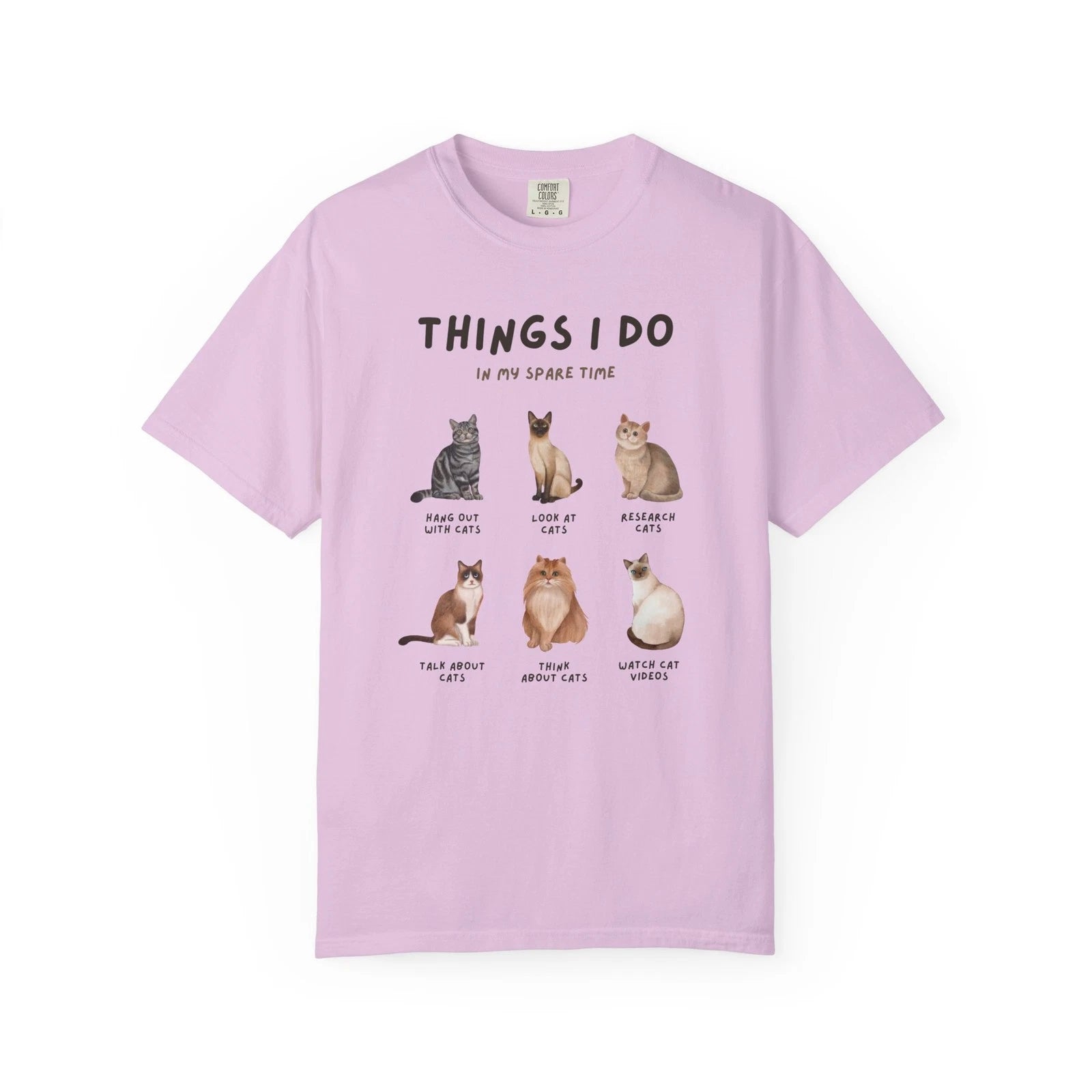 Cat Illustrations T-shirt | Cute Cat Chart Tee, 100% Cotton, Cat Lovers Tee