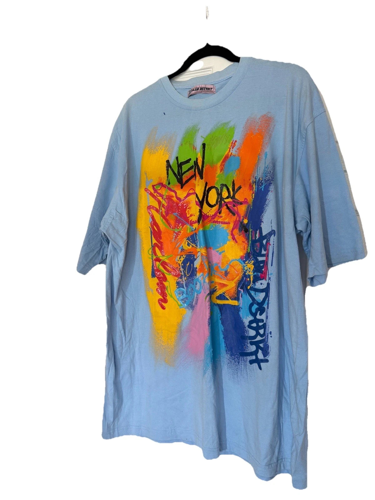 Vintage Y2k Bleu Dstrkt New York Graffiti “puffy print” Tee Shirt Size 2XL