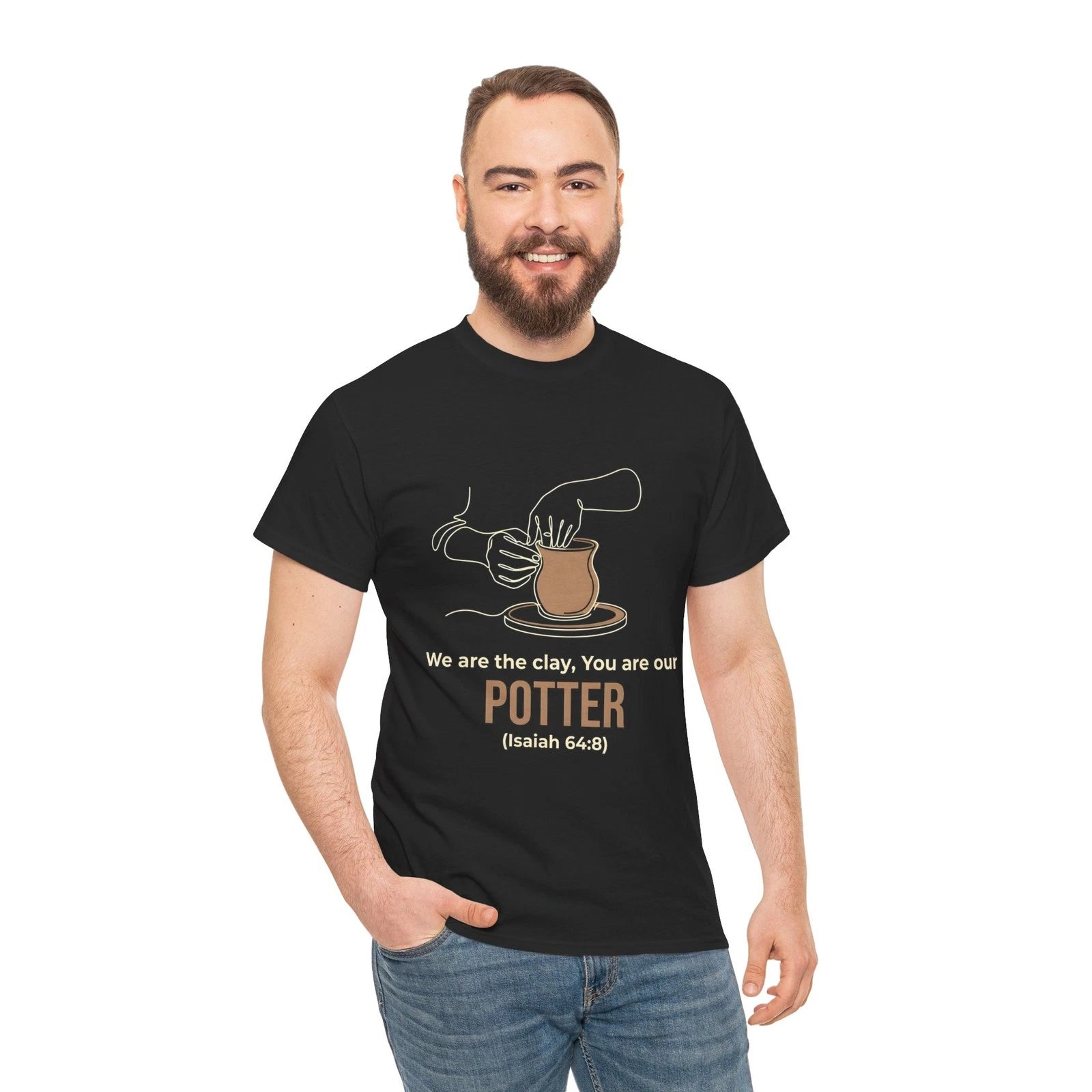 Isaiah 64:8 Potter and Clay Minimalist Line Art Modern Faith, Premium Soft Tee