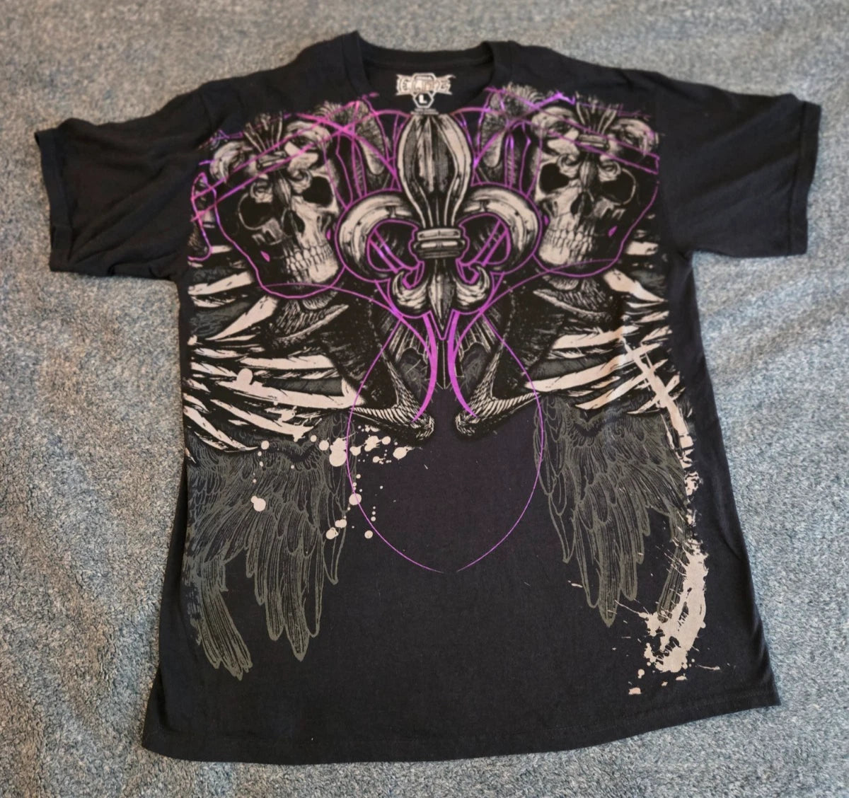 MMA Elite Shirt Mens Large Black Y2K Grunge Skull Gothic Skater Emo