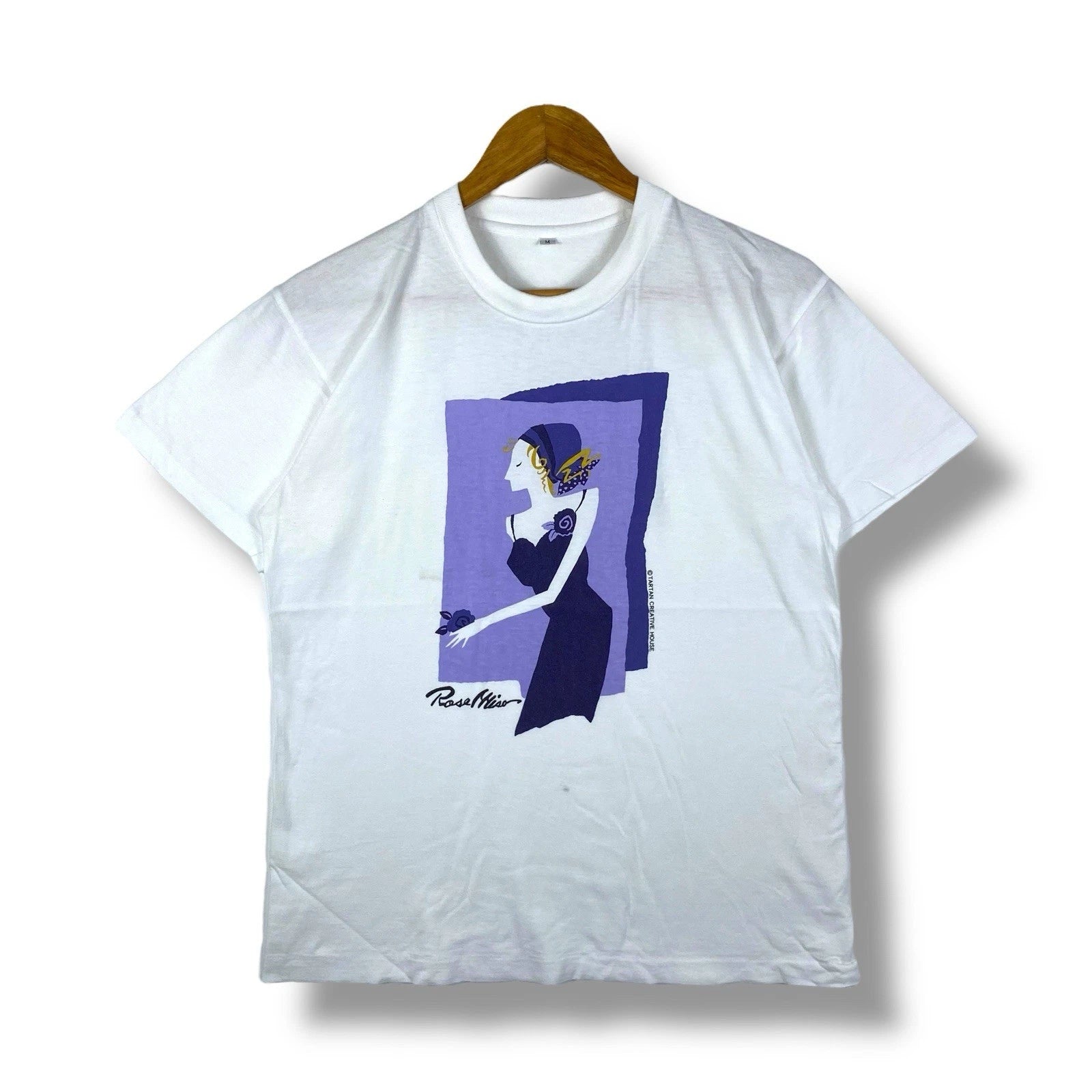 Vintage 90's ROSE MISA Artwork Tartan Creative House Tee Shirt Medium Size