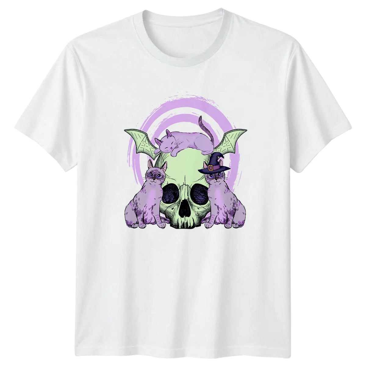 Pastel Goth Cute Cat Skull T-Shirt Kawaii Goth Halloween Aesthetic Halloween