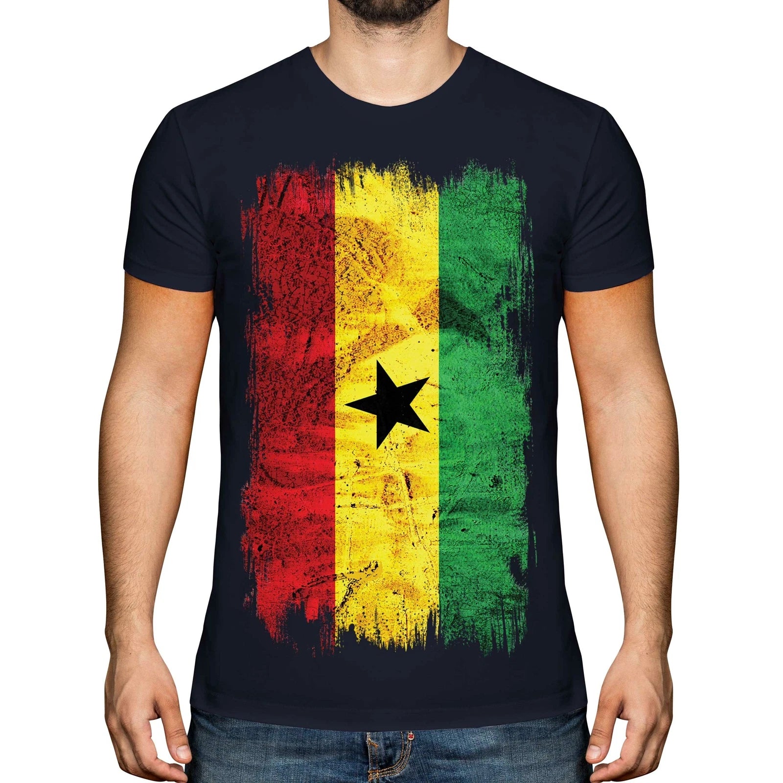 GHANA GRUNGE FLAG MENS T-SHIRT TEE TOP GHANAIAN SHIRT FOOTBALL JERSEY GIFT