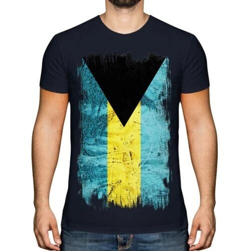 BAHAMAS GRUNGE FLAG MENS T-SHIRT TEE TOP BAHAMIAN SHIRT FOOTBALL JERSEY GIFT