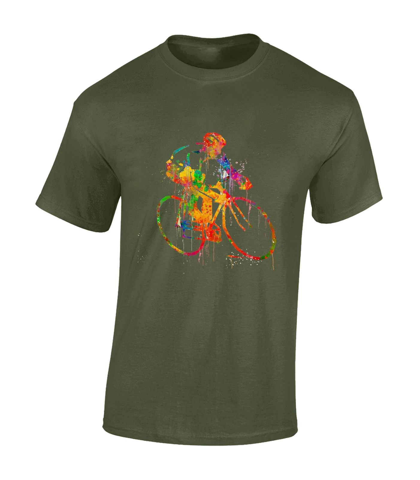 WATERCOLOUR CYCLING MENS T SHIRT COOL BIKE BIYCYCLE DESIGN CYCLIST GIFT IDEA DAD