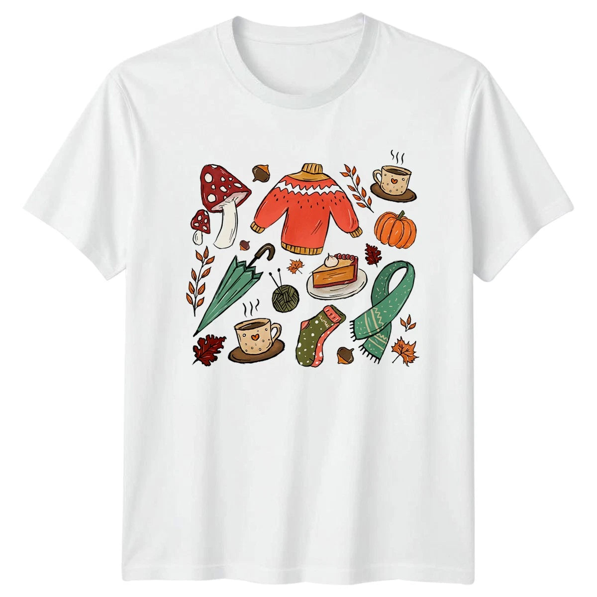 Cozy Autumn Aesthetic Sweater Weather Pumpkin T-Shirt Fall Doodle