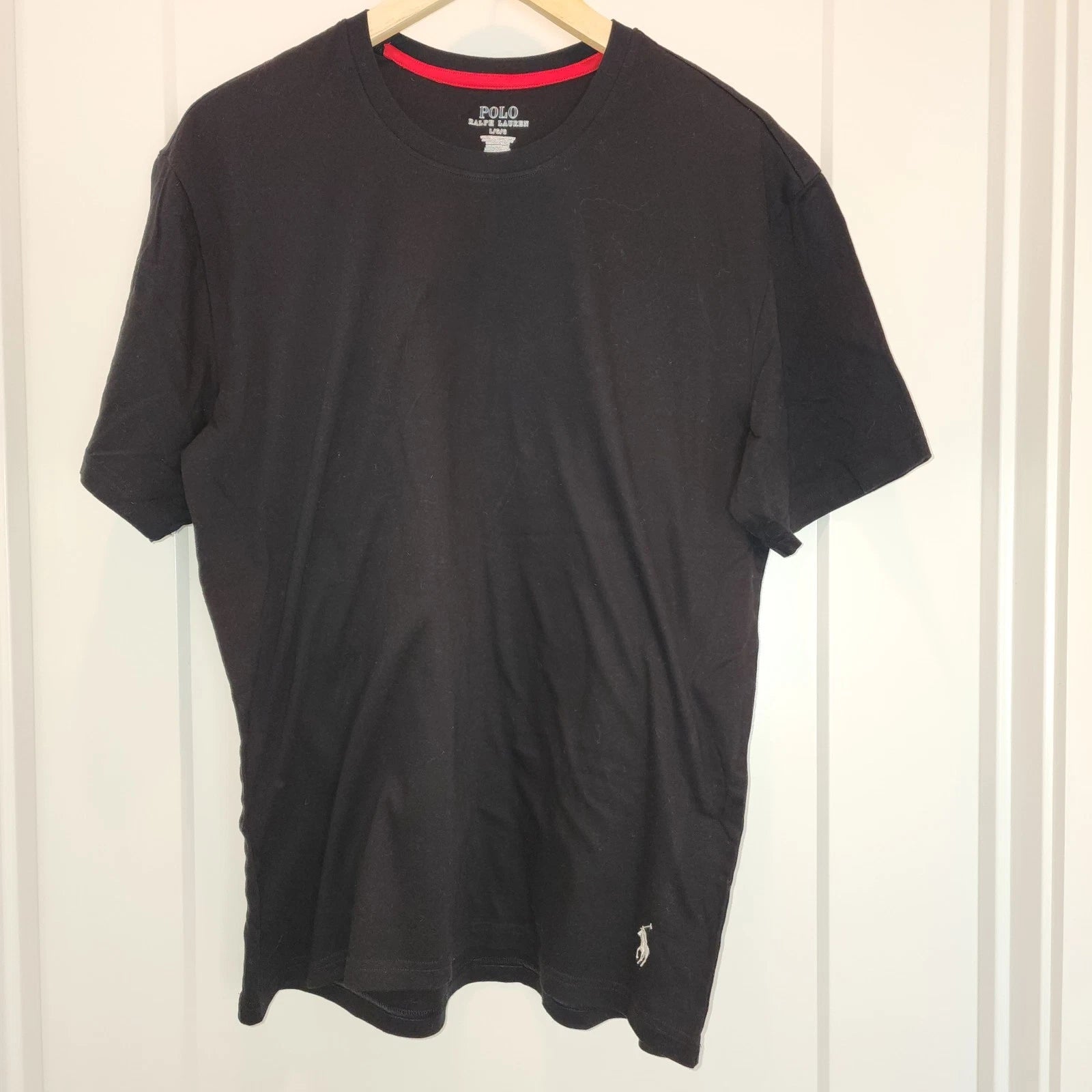 Polo Ralph Lauren T-Shirt Large Blk Cotton Crewneck Pony Logo Preppy Minimalist
