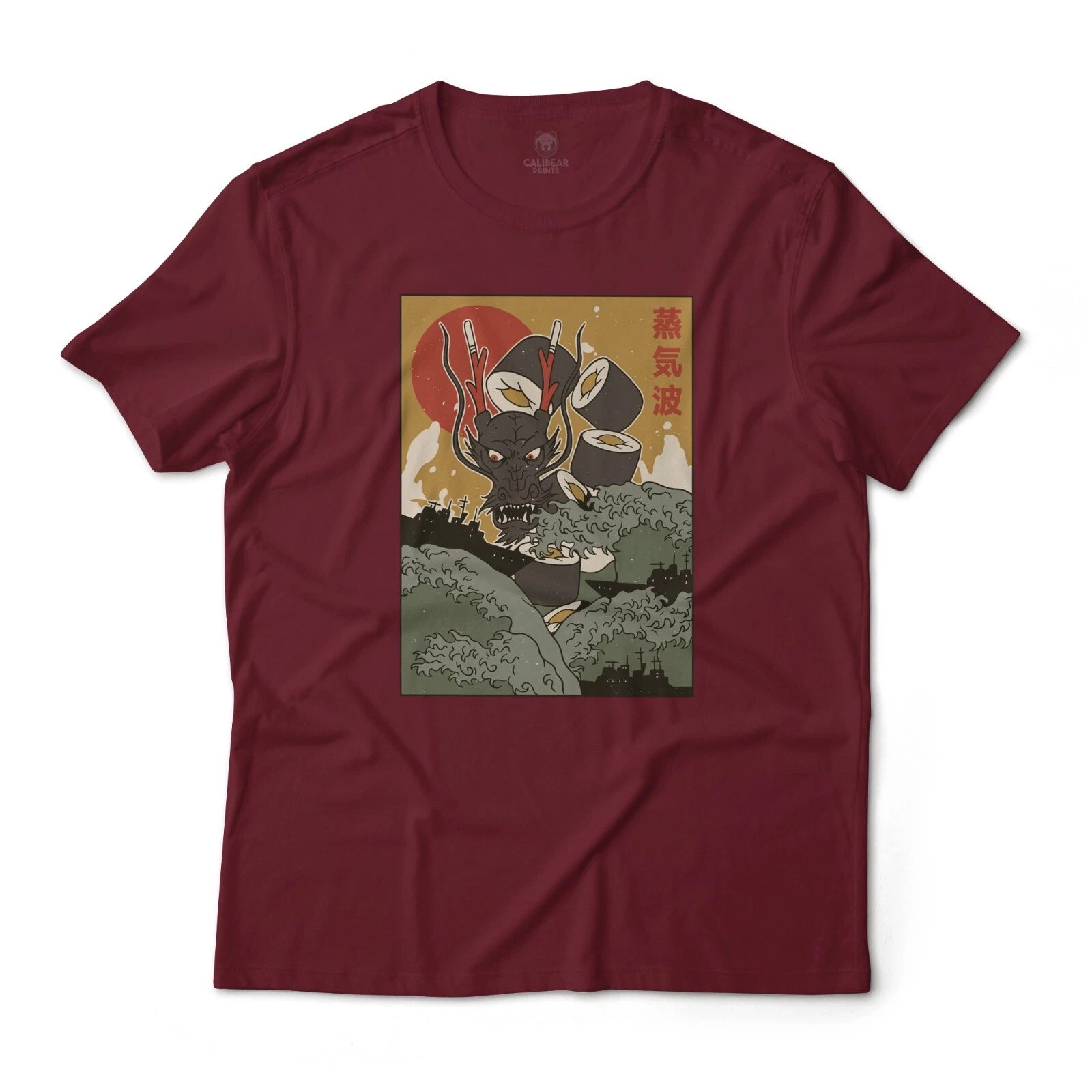 Dragon Sushi Japanese Art Aesthetic Graphic T-Shirt Unisex Lightweight Cotton