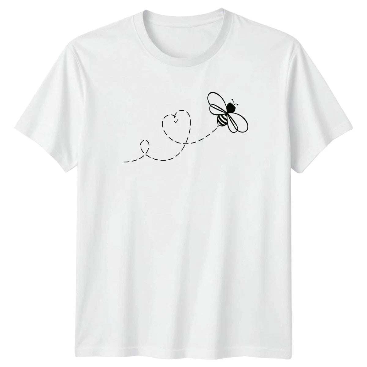 Cute Bee Flying Heart Line Womens T-Shirt Pollinator Nature