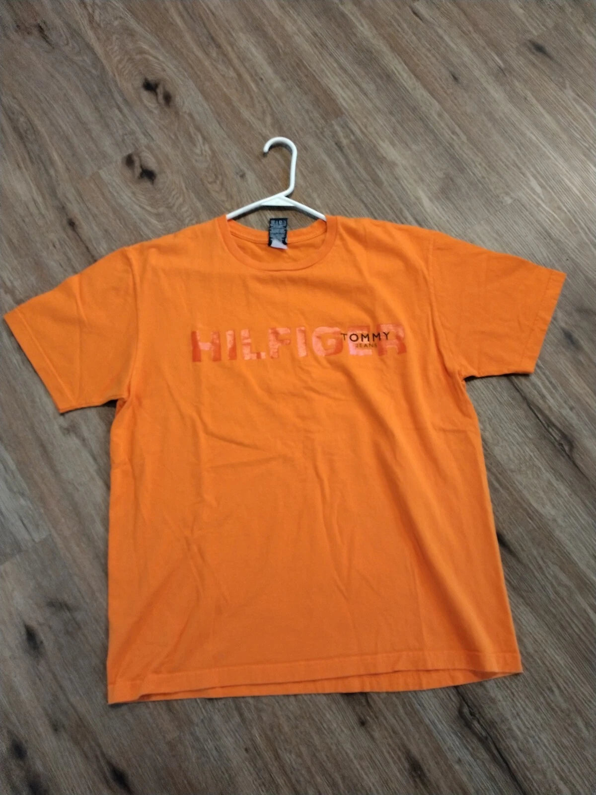 Men's Vtg Tommy Hilfiger Tommy Jeans Shirt Orange Size M Cotton Minimalist