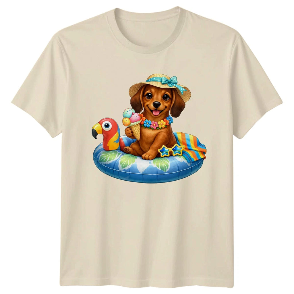 Cute Summer Puppy Pool Ring T-Shirt Dachshund Dog Birthday Gift For Him And Her