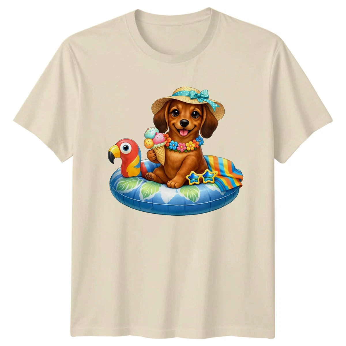 Cute Summer Puppy Pool Ring T-Shirt Dachshund Dog Birthday Gift For Him And Her