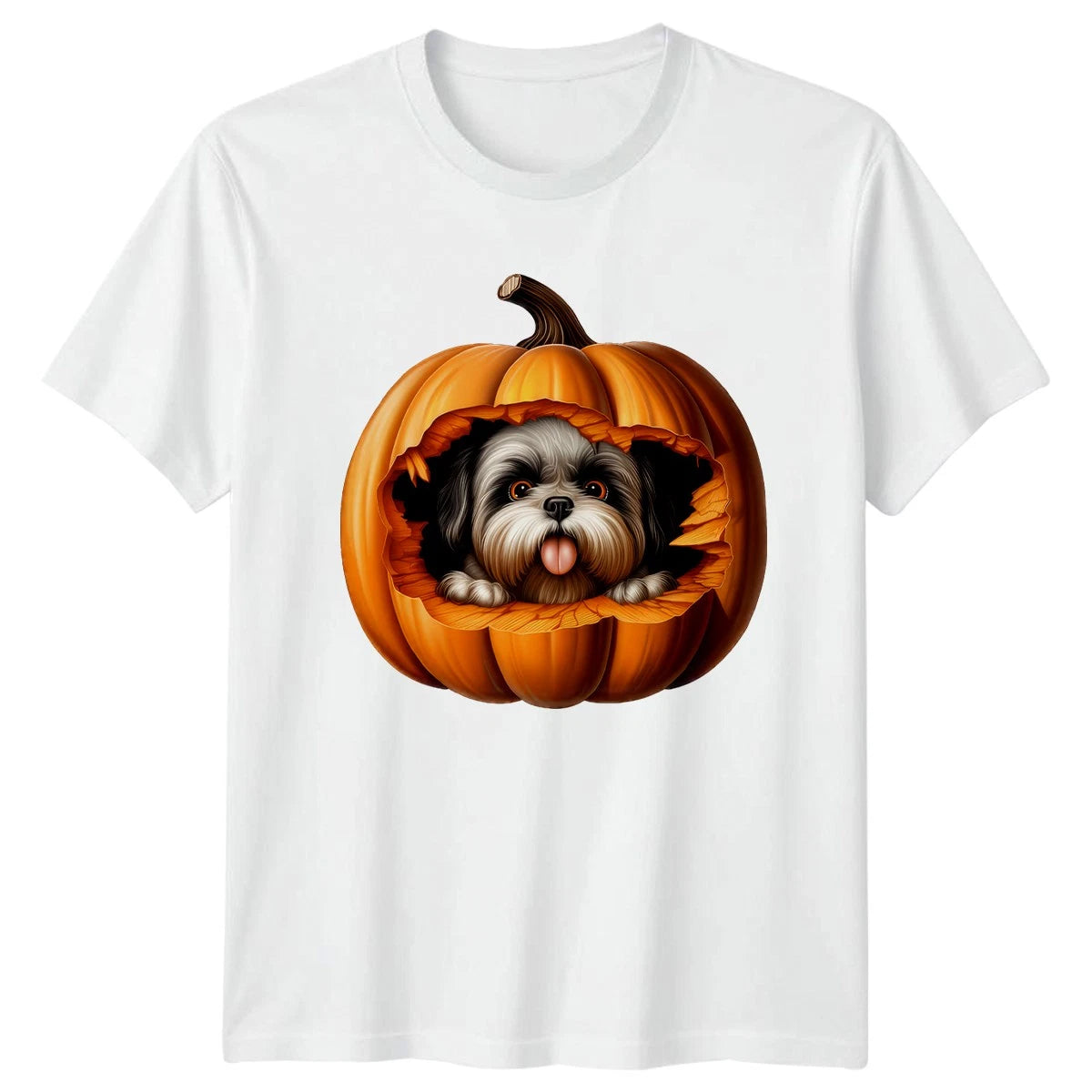 Cute Shih Tzu Dog Pumpkin T-Shirt Shih Tzu Halloween Gift For Him And Her