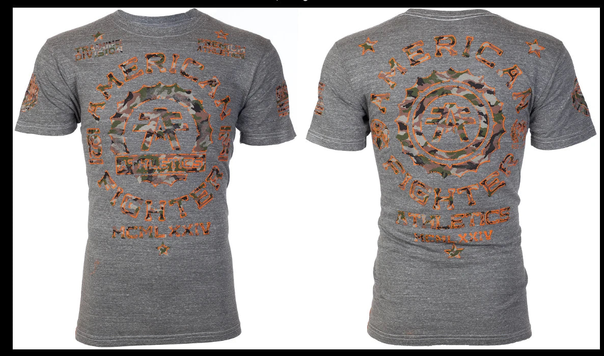 AMERICAN FIGHTER Heather Grey MARYLAND Athletic Graphic T-shirt NWT