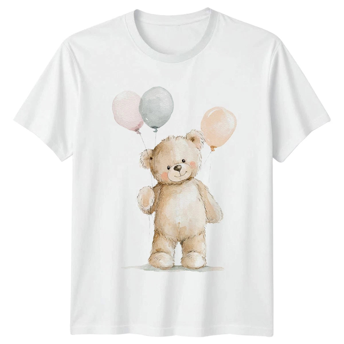 Cute Teddy Bear Balloons Animals Mens T-Shirt Womens Tee Graphic Unisex