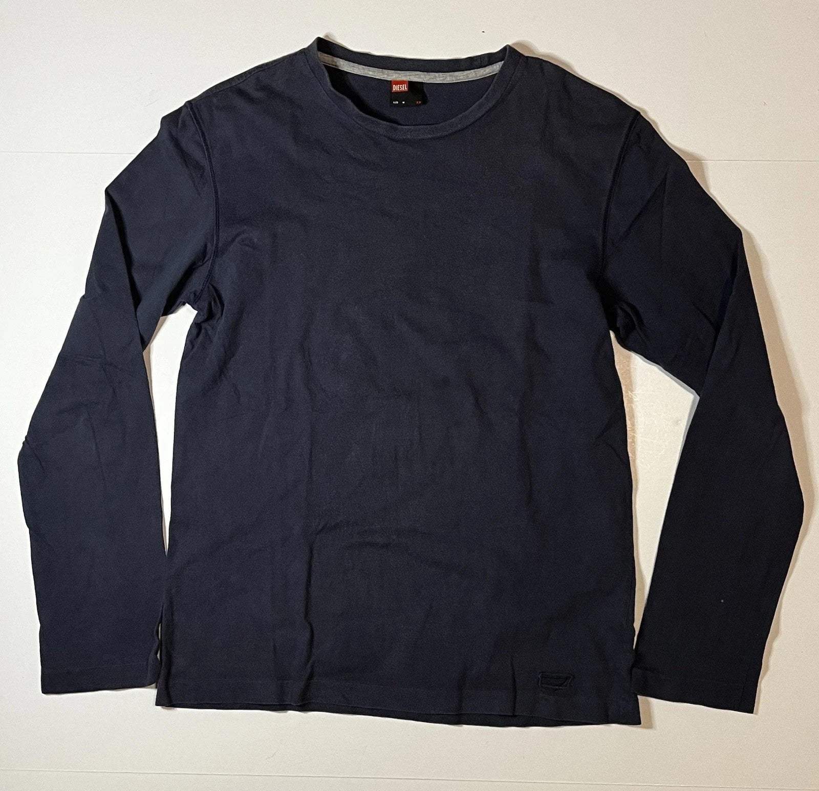 Vintage Diesel Tshirt Y2K Size Medium Sun Faded Navy Long Sleeve
