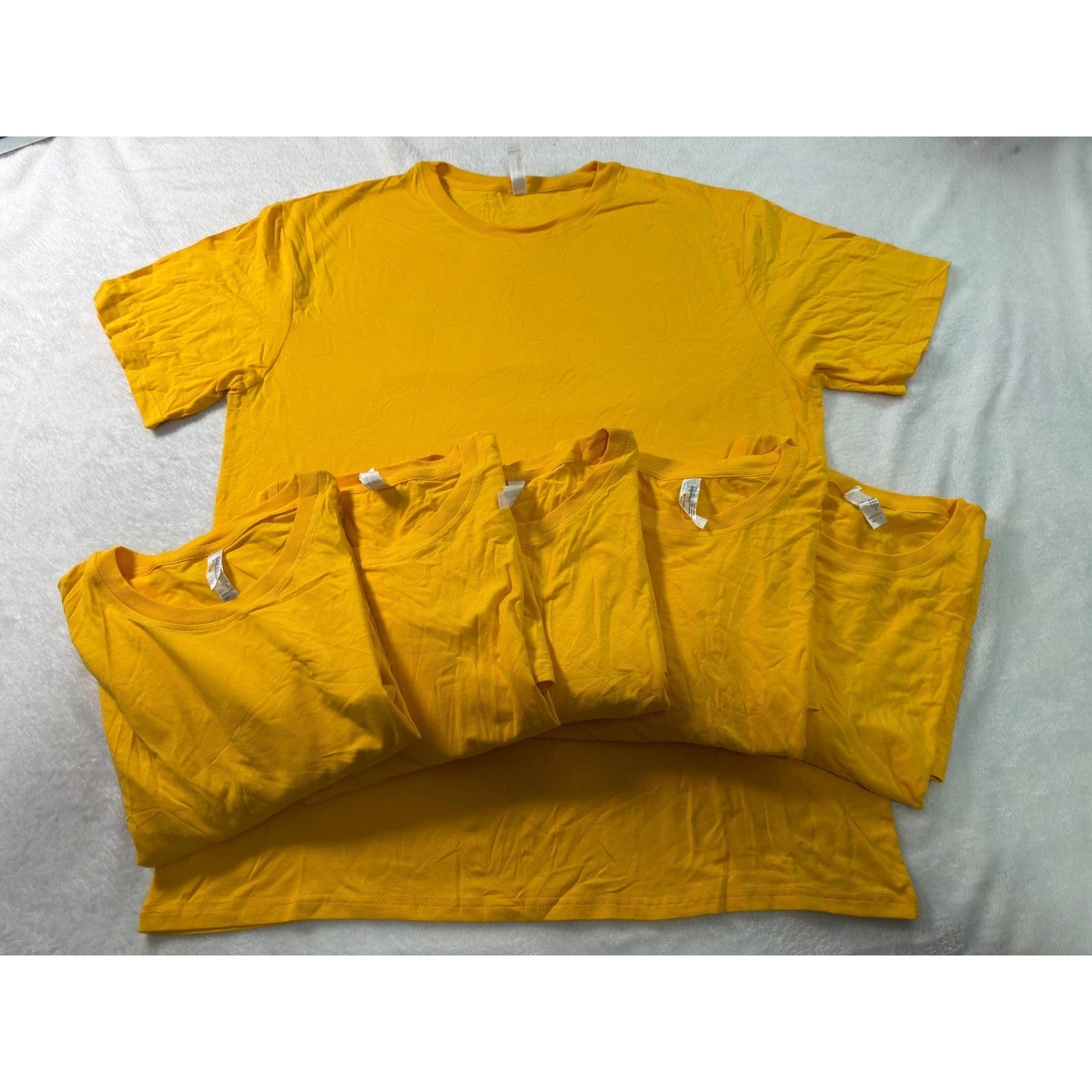 Mens Yellow Bamboo Cotton Blend Short Sleeve Crewneck T-Shirt Size Large 6 Pack