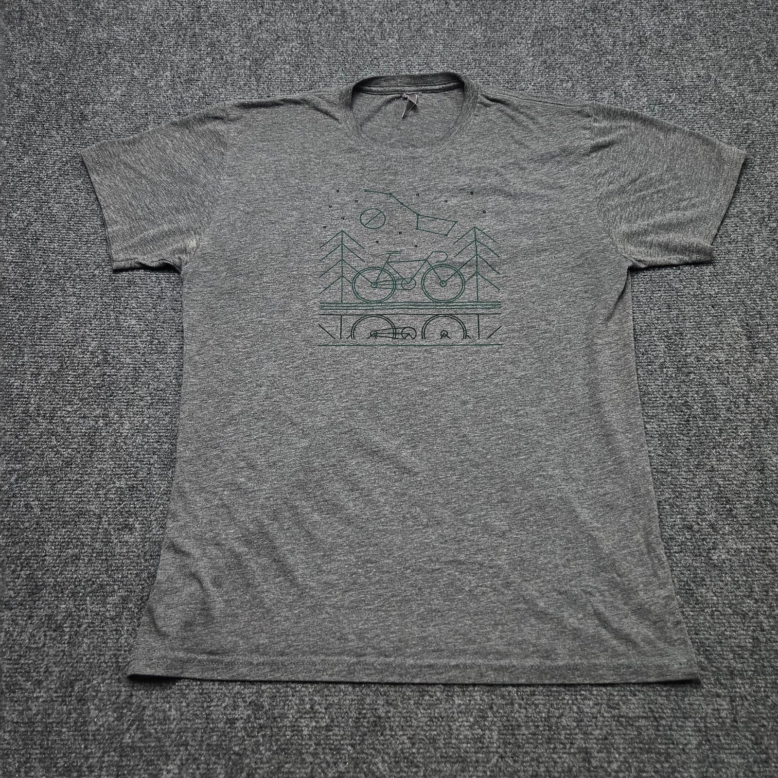 Next Level Graphic T Shirt Large Gray Short Sleeve Bike Trees Cycling Artsy