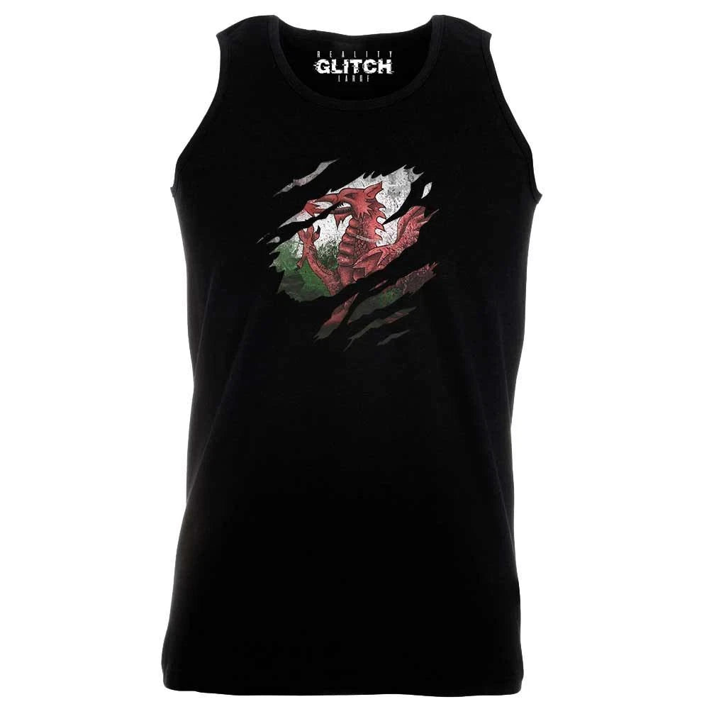 Torn Wales Flag Vest - Funny country Welsh retro fashion cool sport pride