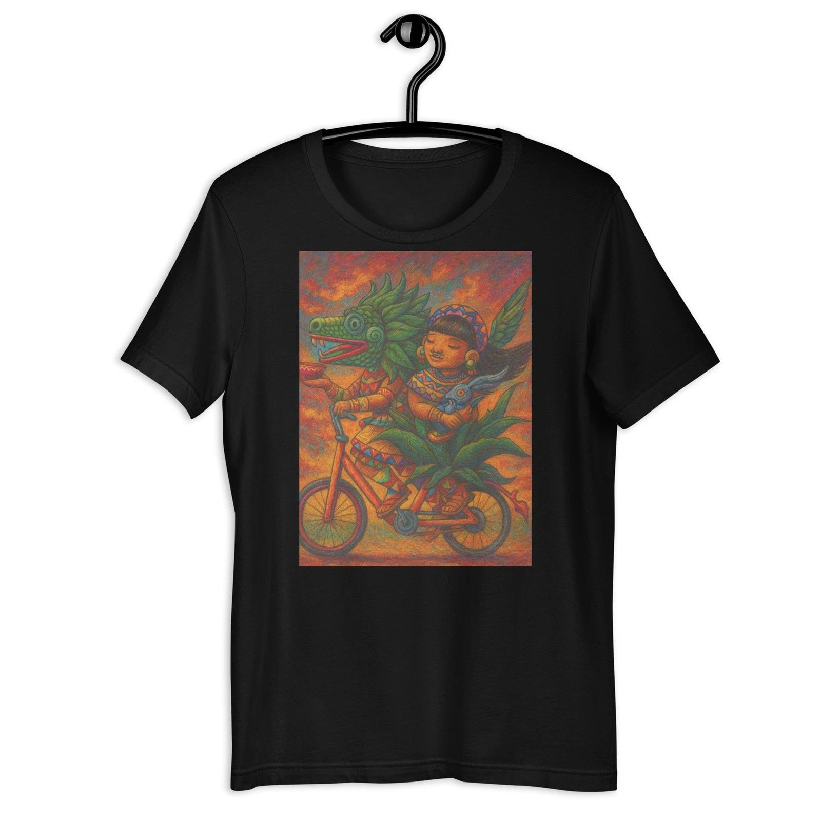 Quetzalcoatl Little Girl Bicycle T-Shirt Cute Aztec Mexican Art Tee
