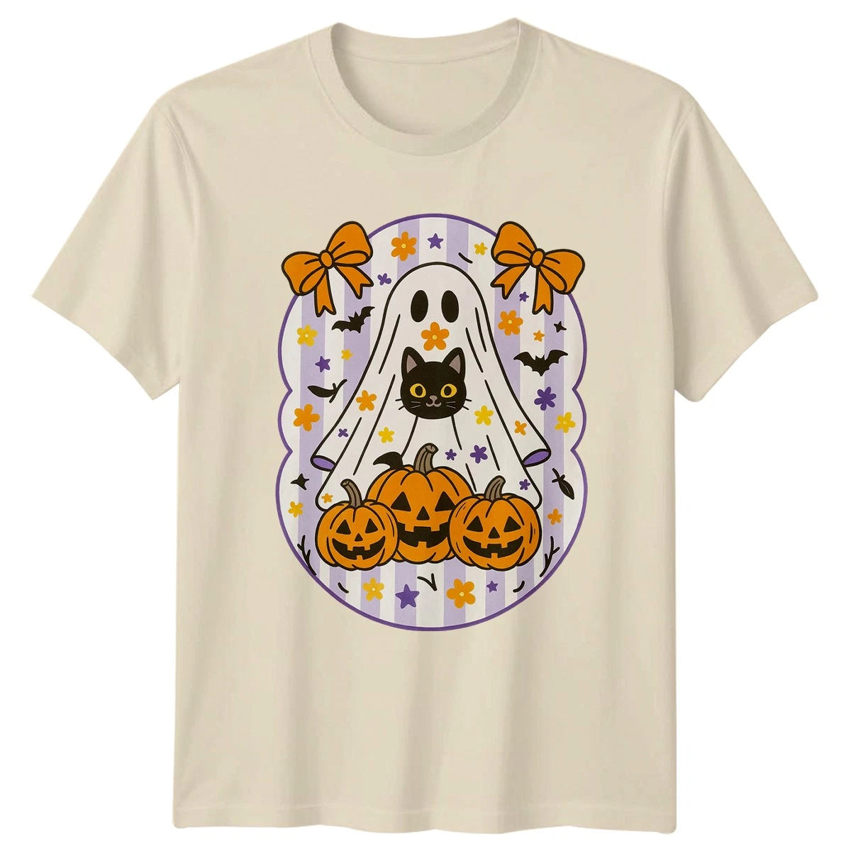 Cute Ghost Cat Pumpkin T-Shirt Halloween Gift For Him And Her