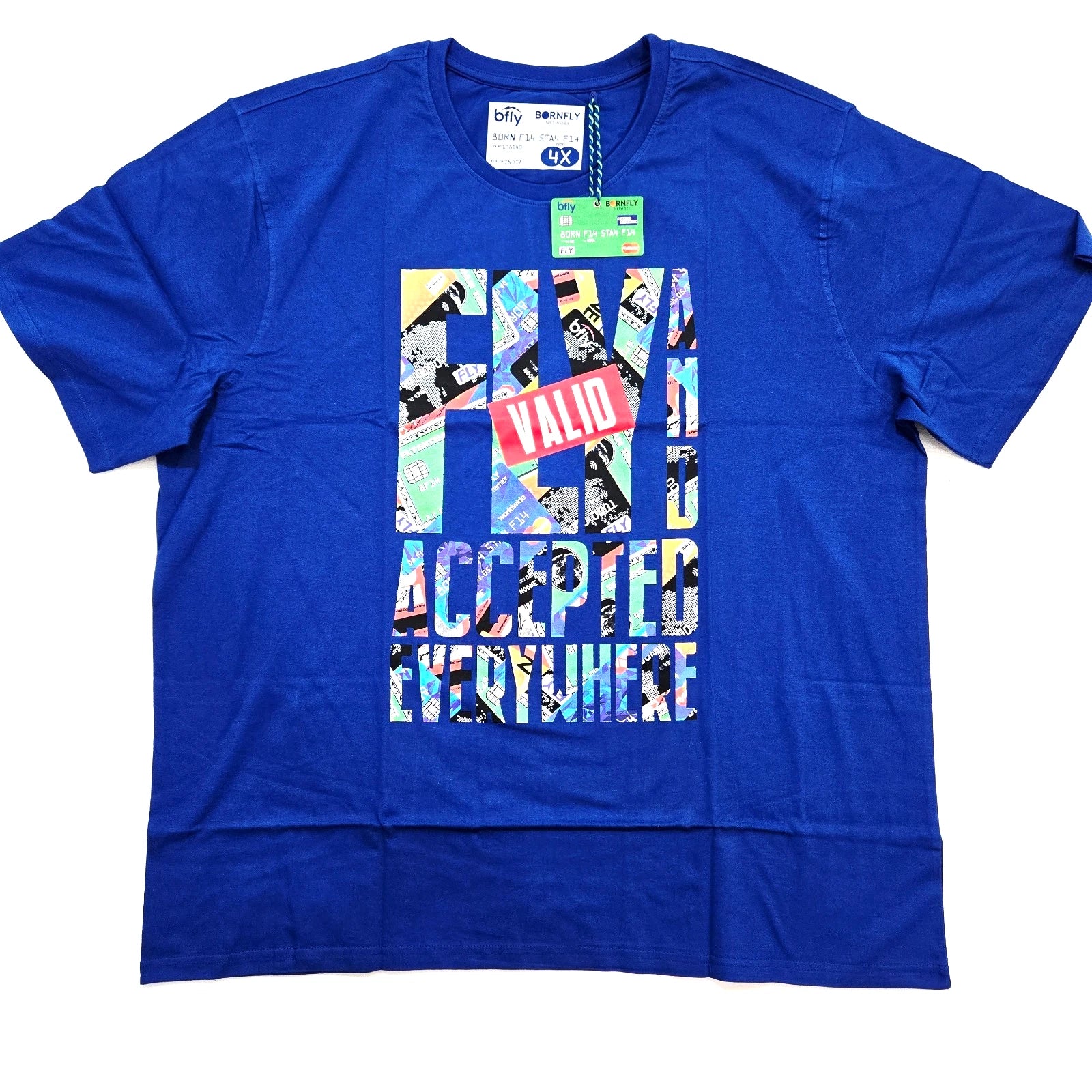 Born Fly Men's Big & Tall T-Shirt Blue & Multi Color Design Graphic TShirt 4-5XL