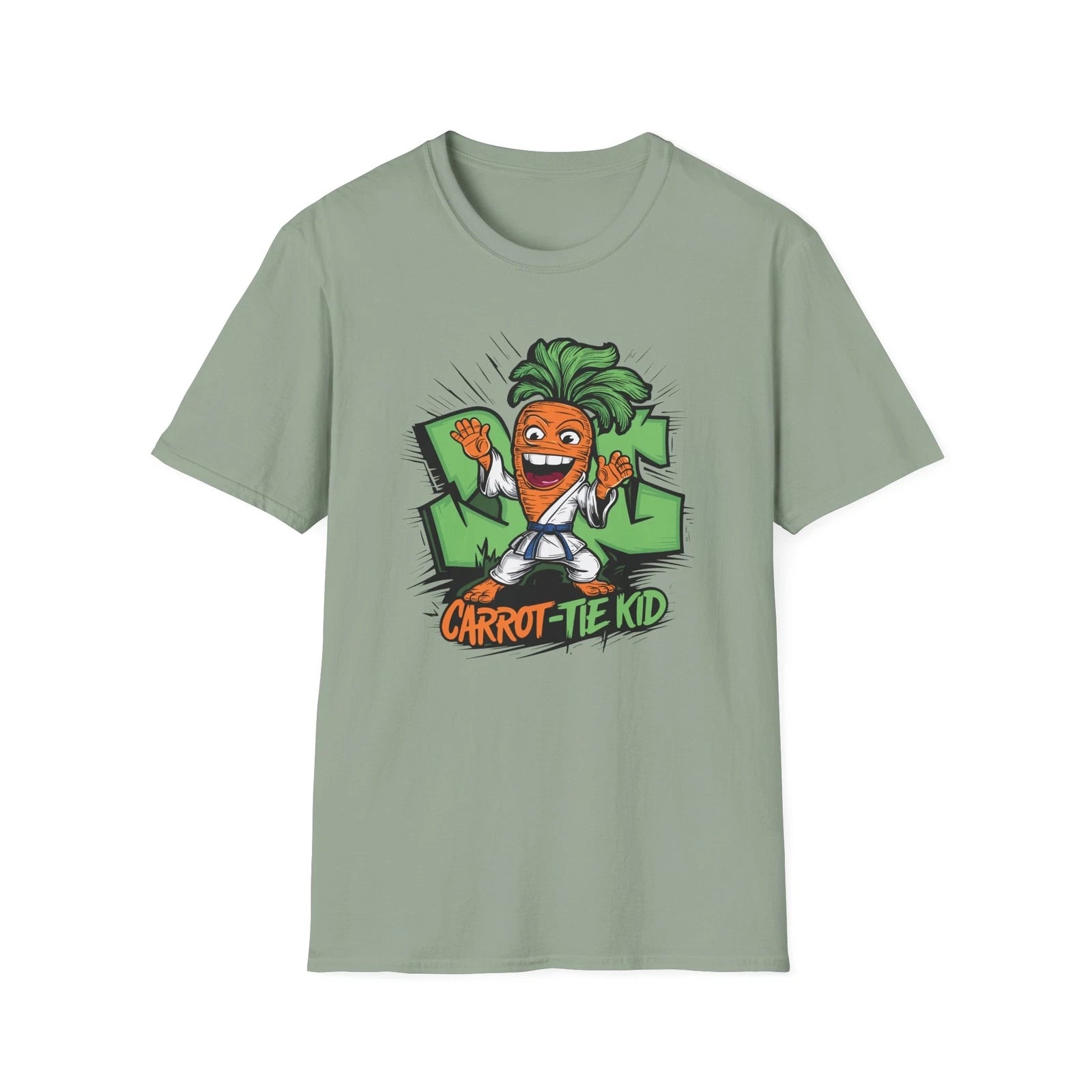 CARROT FUNNY FOOD PUN T-SHIRT MINIMALIST DESIGN VEGETARIAN GILDAN UNISEX SAGE