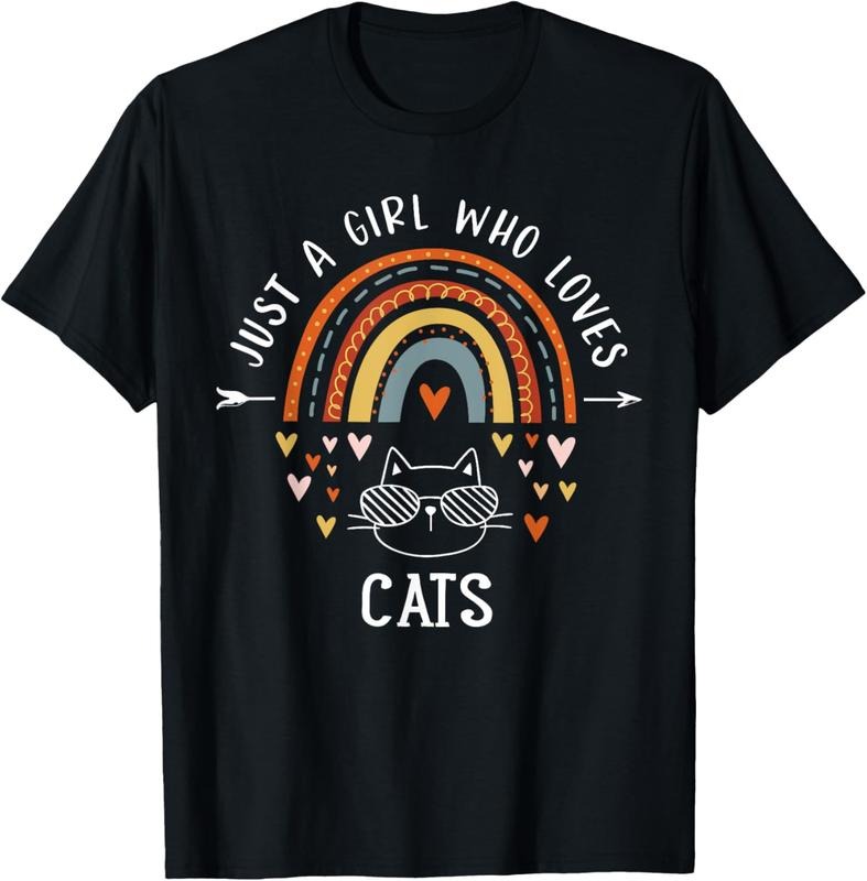 shirts Just WB shield Girl Who Loves Cats Rainbow Gifts For Cat Lover Women T-Shirt Hoodie, Sweatshirt | DripVista.com