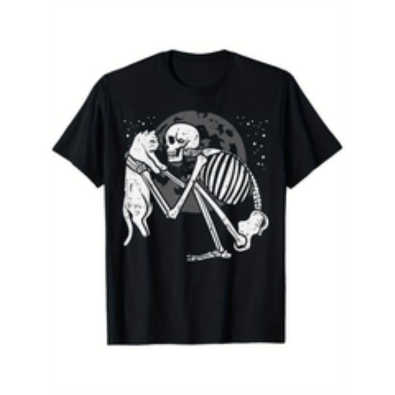skeleton cat cute goth halloween men women boys girls Lightsaber brand shirt suitable for mens womens outdoor Lightsaber...