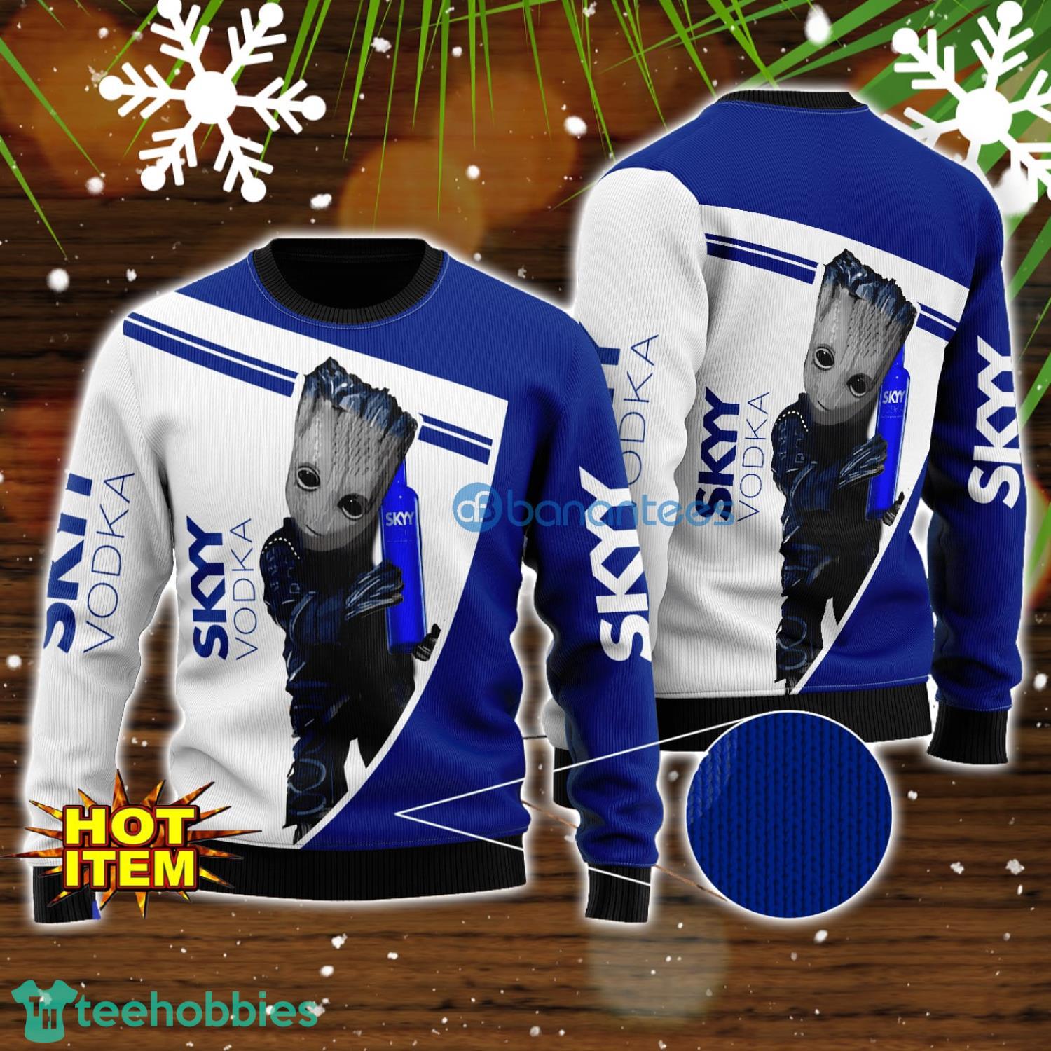 Skyy Vodka And Baby Groot 3D Ugly Christmas Sweater For Men And Women Christmas Gift
