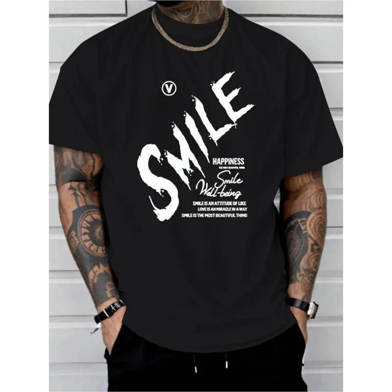 smile print tee shirt, Tees for Men, Casual Short Sleeve T-shirt for summer Made in USA Hoodie, Sweatshirt | DripVista.com