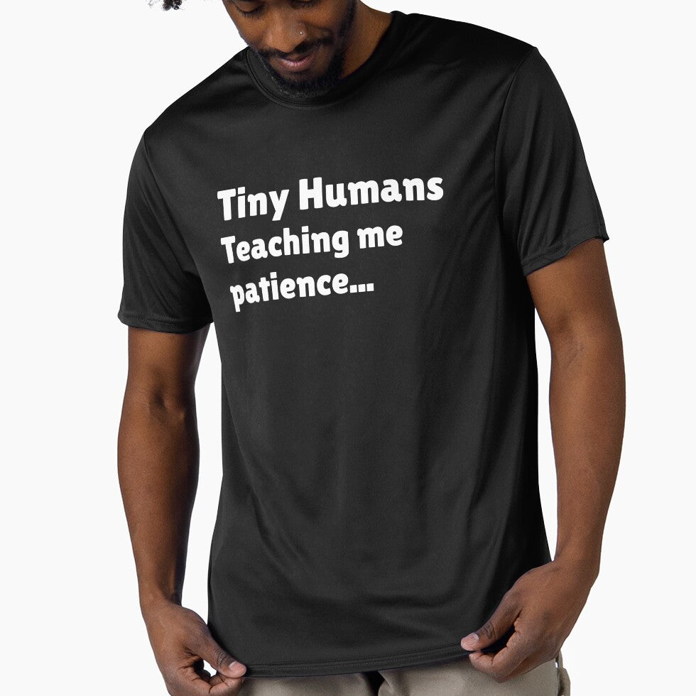 Funny Toddler Mom Shirt – Tiny Humans Teaching Me Patience by SarcasmFuel