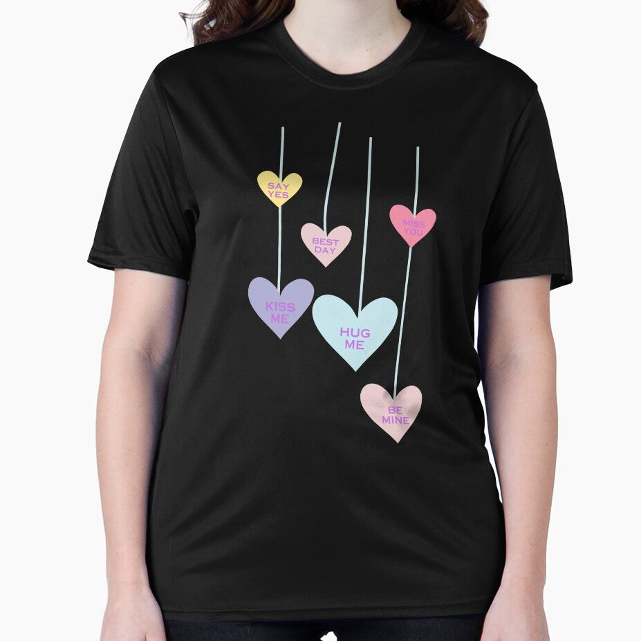 Women's Valentine Sweatshirt, Long Sleeve Conversation Heart Shirt, Gift for Her, Heart Sweatshirts by YassineBDM