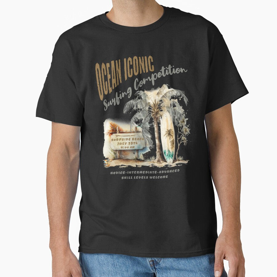 Classic Retro Surfing, Tropical Surfing Competition Design by OceanIconic