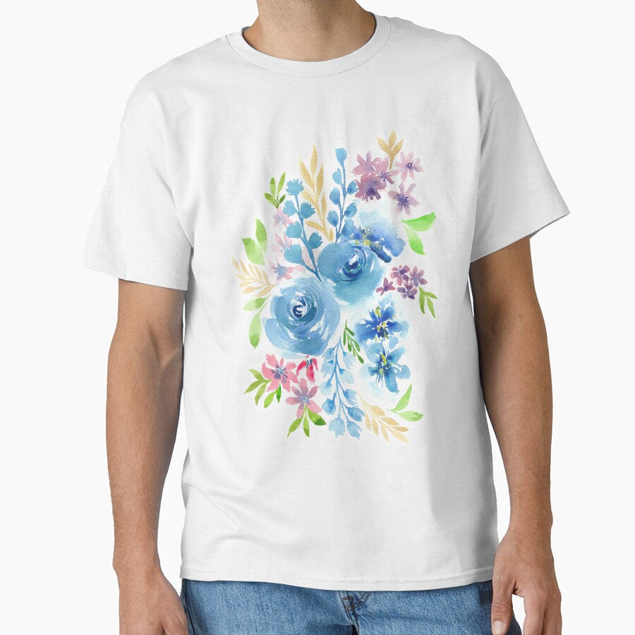 Blue Flowers in Watercolor Painting by MyArt23